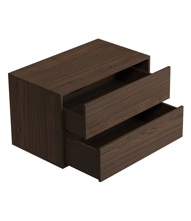 Wastafelkast Mali met kolomkast - 80 x 46 x 49 cm - walnoot bruin