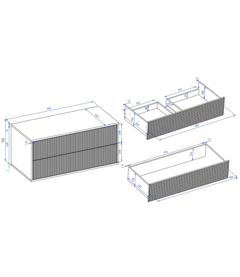Wastafelkast Rimini - 100 x 46 x 46 cm - walnoot bruin