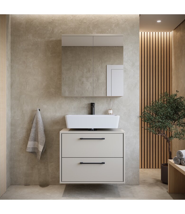 Wastafelkast Florence 60cm met spiegelkast - beige