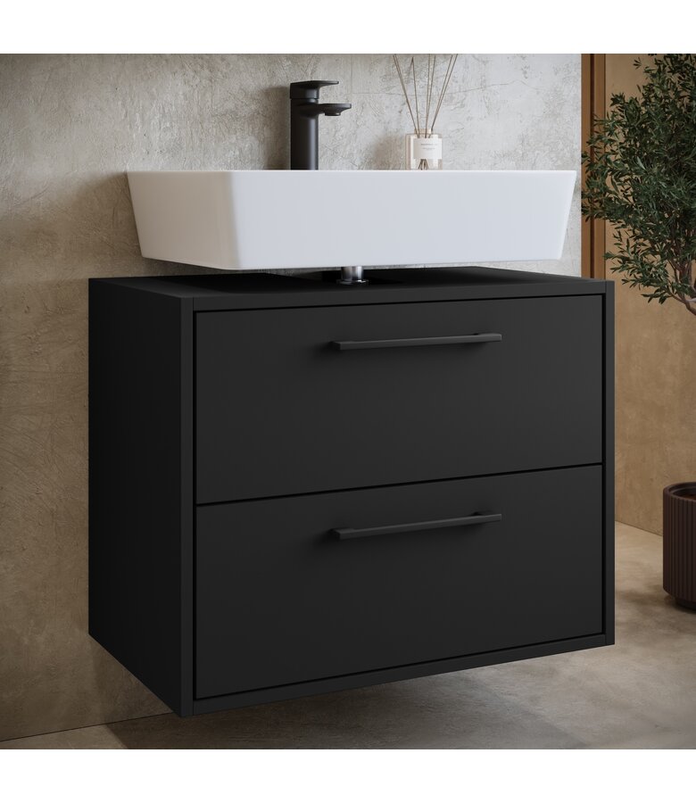 Wastafelkast Florence 60cm met spiegelkast - mat zwart