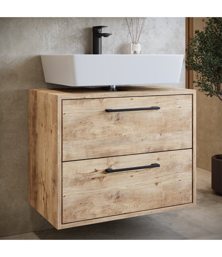 Wastafelkast Florence 60cm met spiegelkast - kastanje eiken