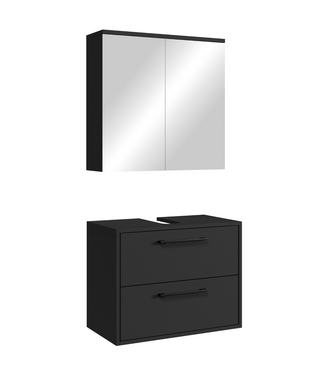Wastafelkast Florence 60cm met spiegelkast - mat zwart