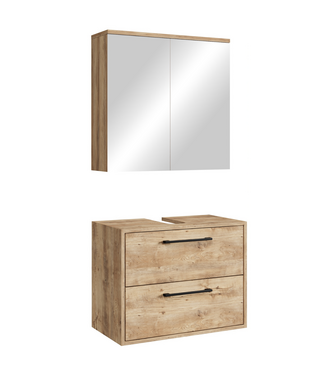 Wastafelkast Florence 60cm met spiegelkast - kastanje eiken