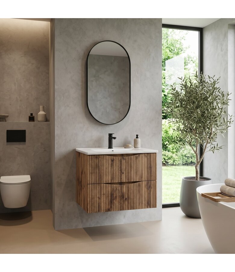 Badkamermeubel Calen 60cm met wastafel - eiken