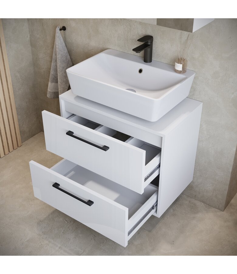 Wastafelkast Florence 60cm met spiegelkast - hoogglans wit