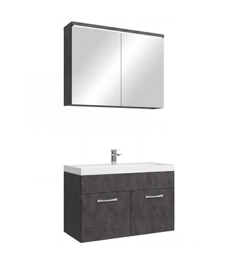 Badkamermeubel Paso 02 80cm met spiegelkast - donker grijs