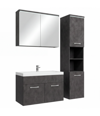 Badkamermeubel Paso LED 80cm met spiegelkast - donker grijs