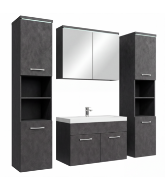 Badkamermeubel Paso XL LED 80cm met spiegelkast - donker grijs