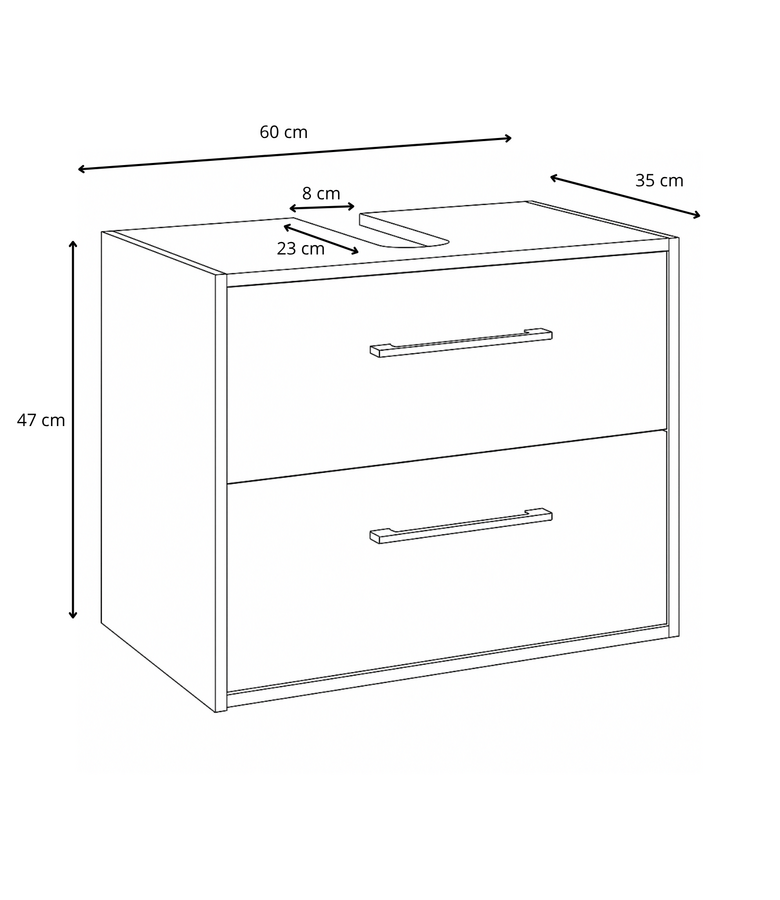 Wastafelkast Florence 60 x 35 x 47 cm - walnoot bruin