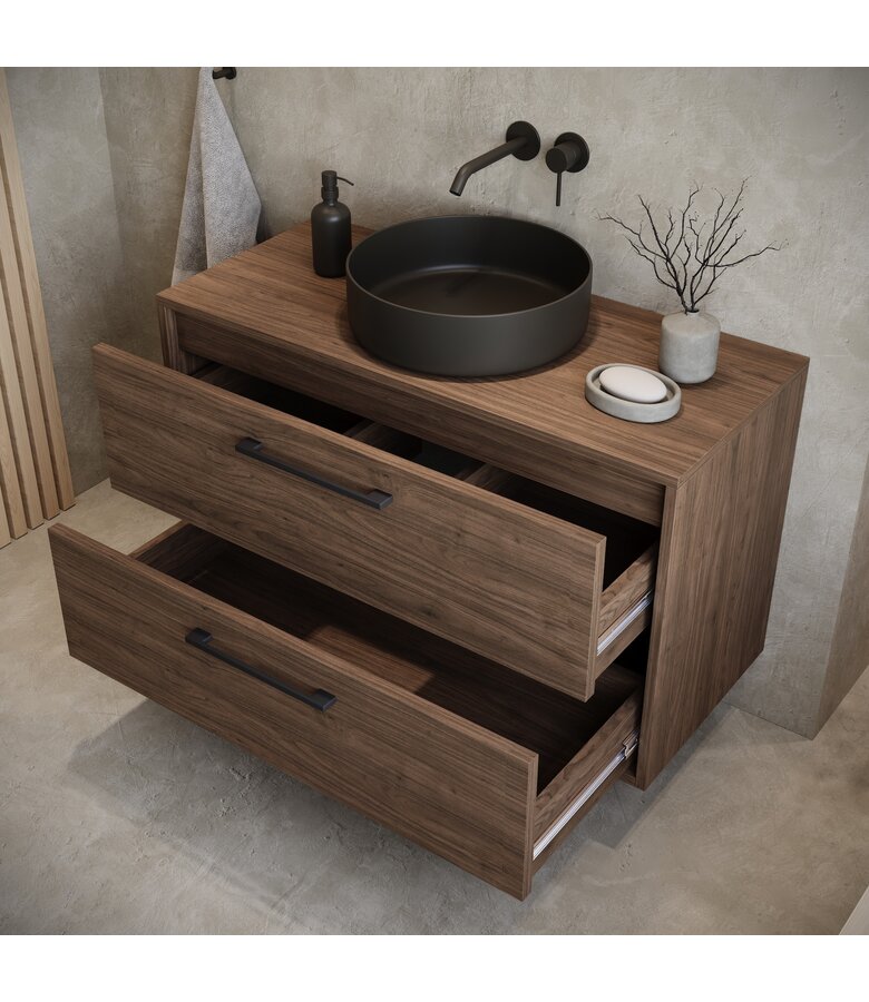 Wastafelkast Florence - 80 x 46 x 46 cm - walnoot bruin