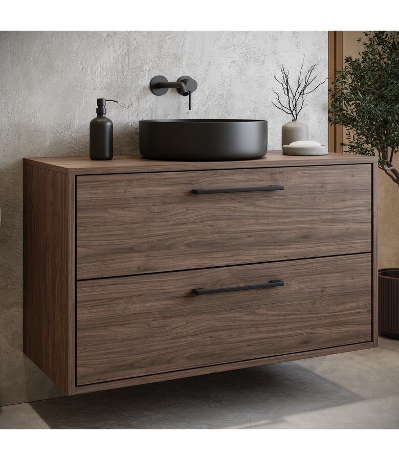 Wastafelkast Florence - 80 x 46 x 46 cm - walnoot bruin