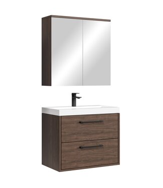 Badkamermeubel Florence 01 60cm met spiegelkast - walnoot bruin