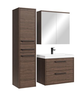 Badkamermeubel Florence 60cm complete set met spiegelkast - walnoot bruin