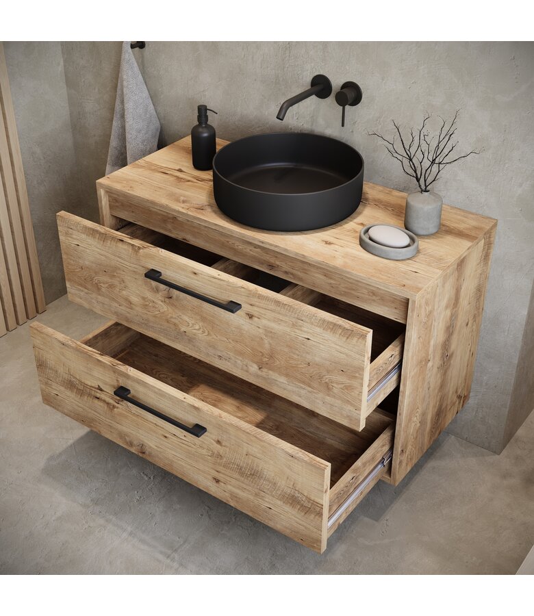 Wastafelkast Florence - 80 x 46 x 46 cm - kastanje eiken