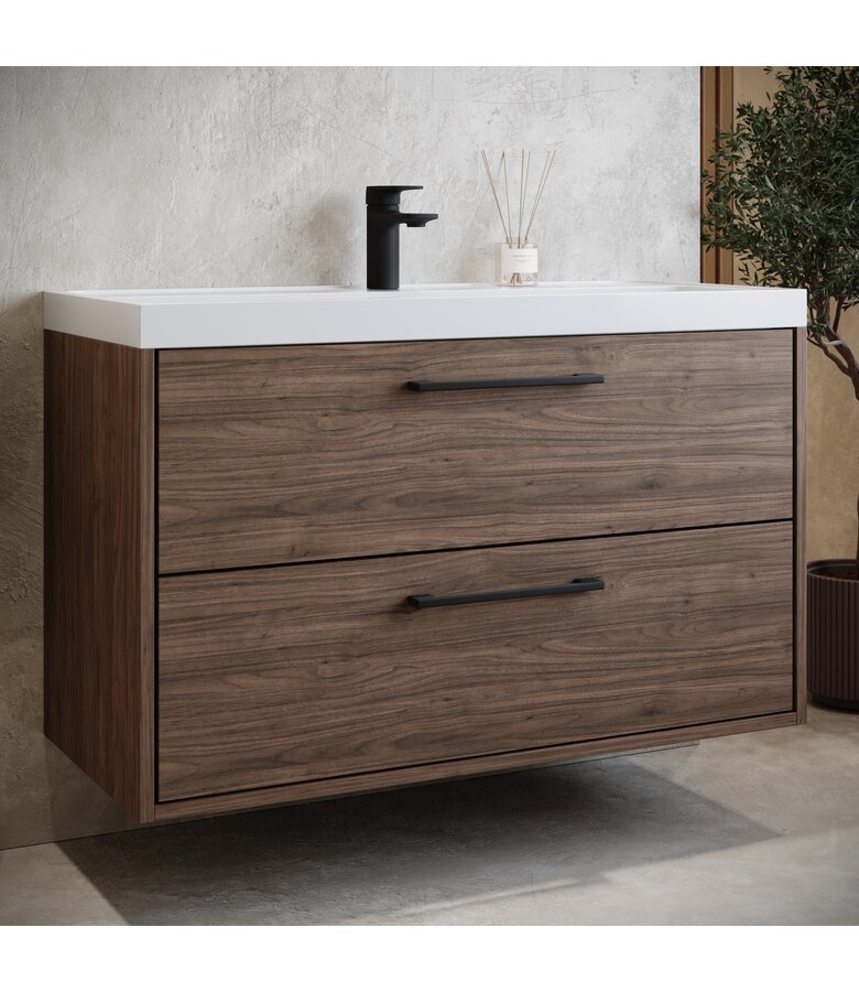 Badkamermeubel Florence 01 80cm met wastafel - walnoot bruin