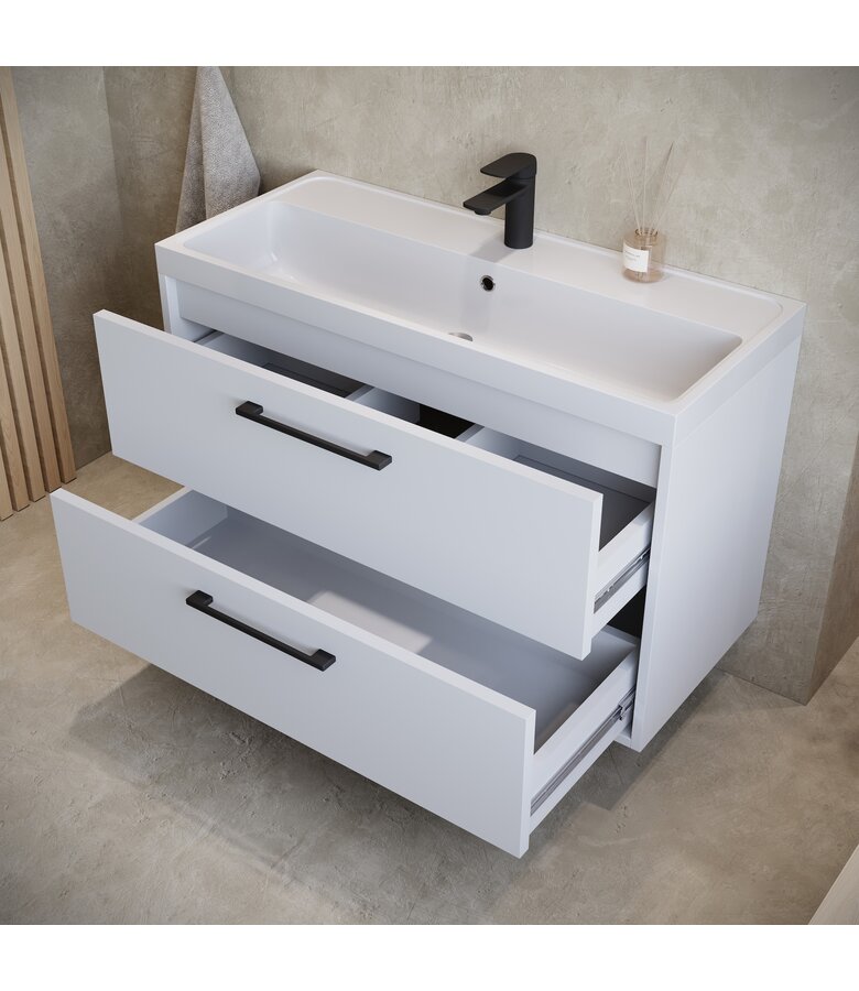 Badkamermeubel Florence 01 80cm met wastafel - mat wit