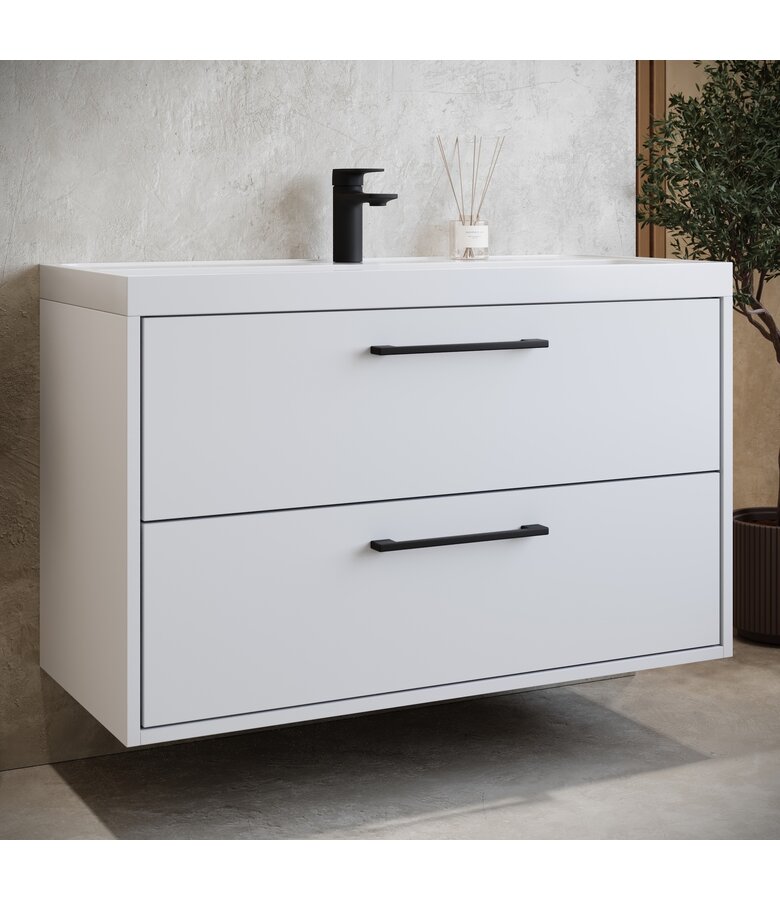 Badkamermeubel Florence 01 80cm met wastafel - mat wit