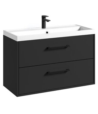 Badkamermeubel Florence 01 80cm met wastafel - mat zwart