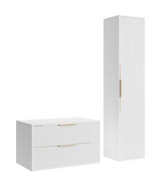 Wastafelkast Rimini met kolomkast - 80 x 46 x 46 cm - mat wit