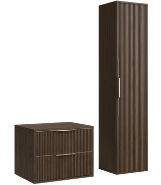 Wastafelkast Rimini met kolomkast - 60 x 46 x 46 cm - walnoot bruin