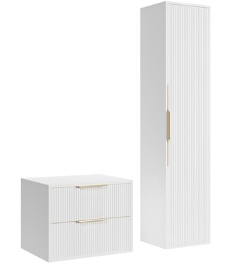 Wastafelkast Rimini met kolomkast - 80 x 46 x 46 cm - mat wit