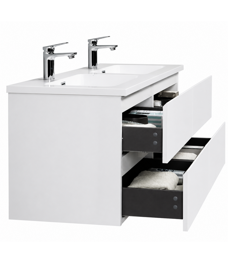 Badkamermeubel Angela 140cm - hoogglans wit