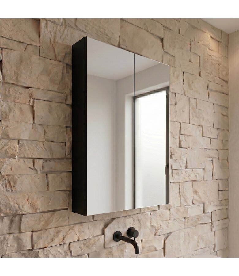 Spiegelkast Luca 60 x 14 x 90 cm - zwart