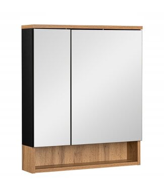 Spiegelkast Luca 60 x 14 x 70 cm - zwart met eiken