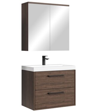Badkamermeubel Florence 01 60cm met spiegelkast - walnoot bruin