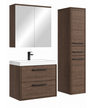 Badkamermeubel Florence 60cm complete set met spiegelkast - walnoot bruin