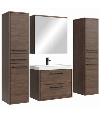 Badkamermeubel Florence 60cm XL set met spiegelkast - walnoot bruin