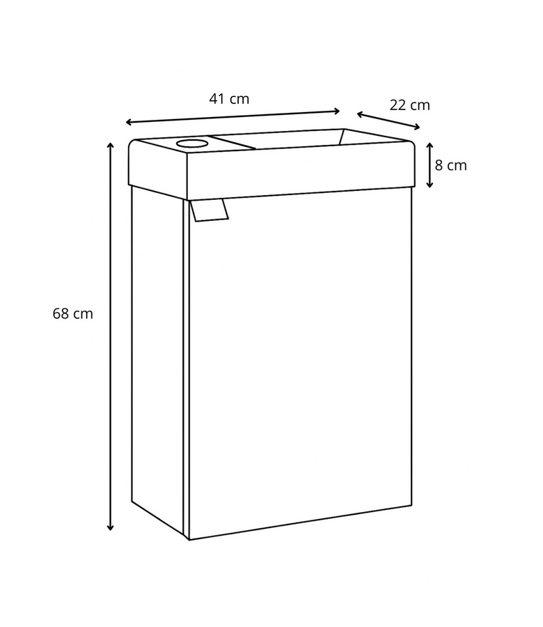 Toiletmeubel Apollo 40cm - licht eiken