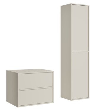 Wastafelkast Mali met kolomkast - 60 x 46 x 54 cm - beige