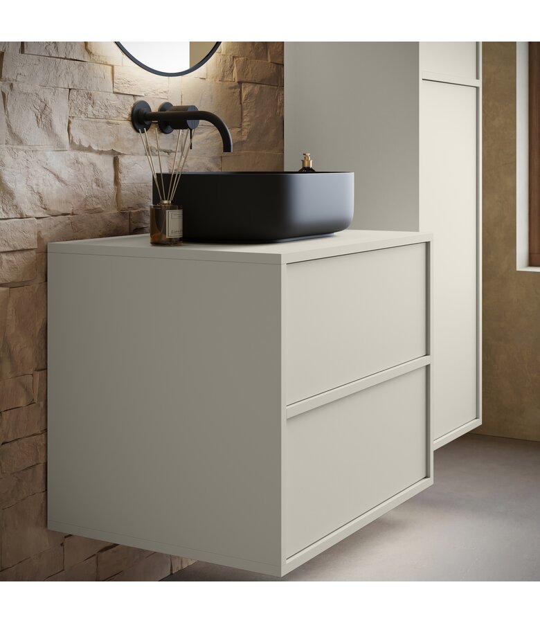 Wastafelkast Mali met kolomkast - 60 x 46 x 54 cm - beige