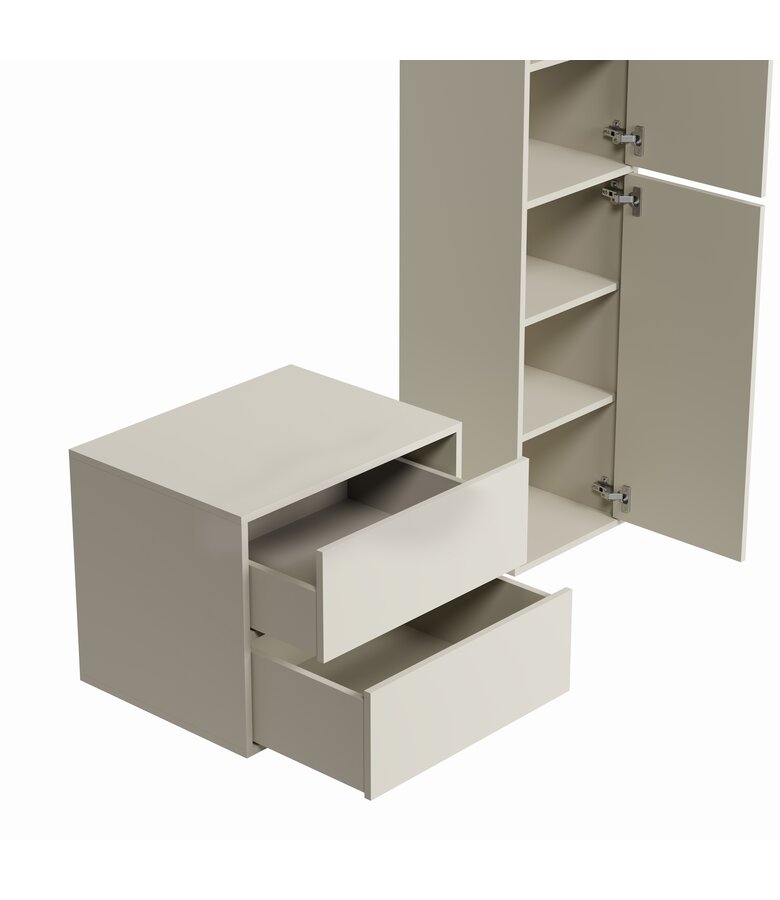 Wastafelkast Mali met kolomkast - 60 x 46 x 54 cm - beige