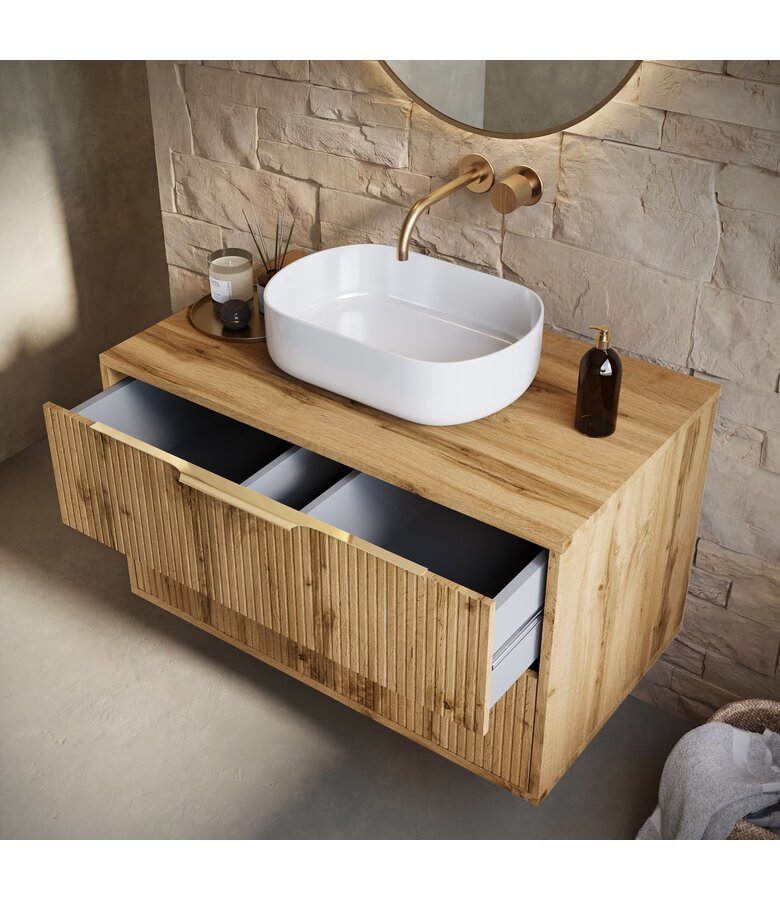 Wastafelkast Rimini - 80 x 46 x 46 cm - eiken