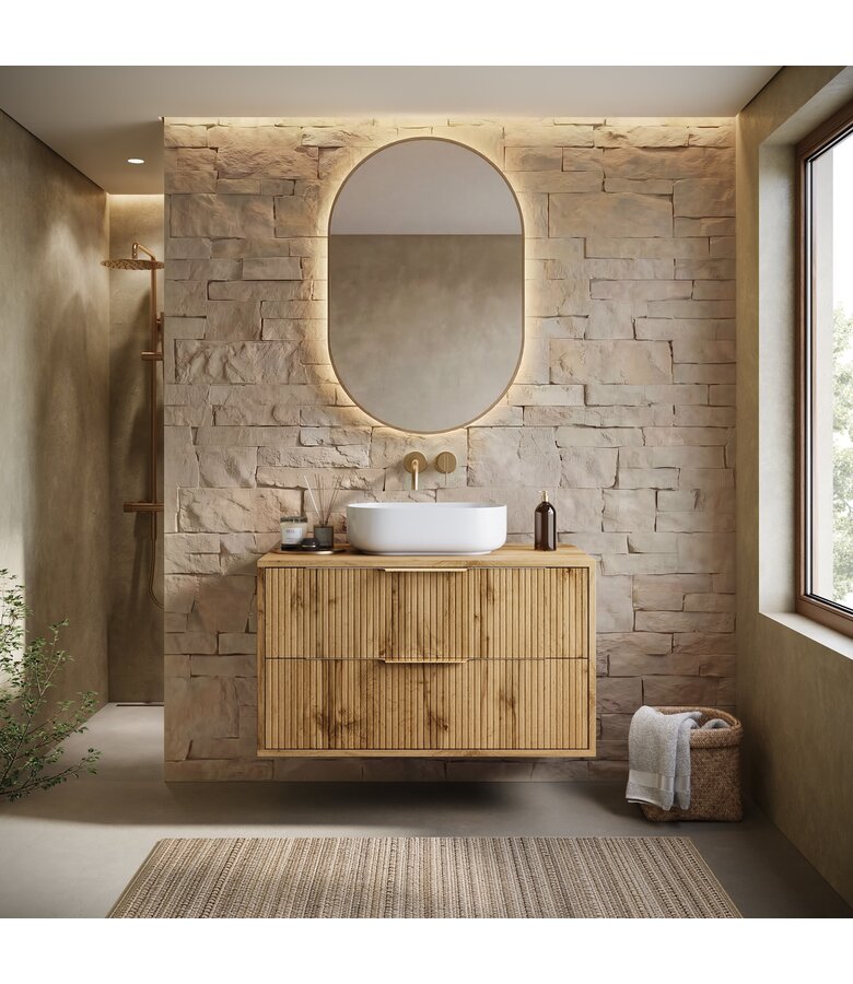 Wastafelkast Rimini - 80 x 46 x 46 cm - eiken