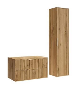 Wastafelkast Rimini met kolomkast - 80 x 46 x 46 cm - eiken