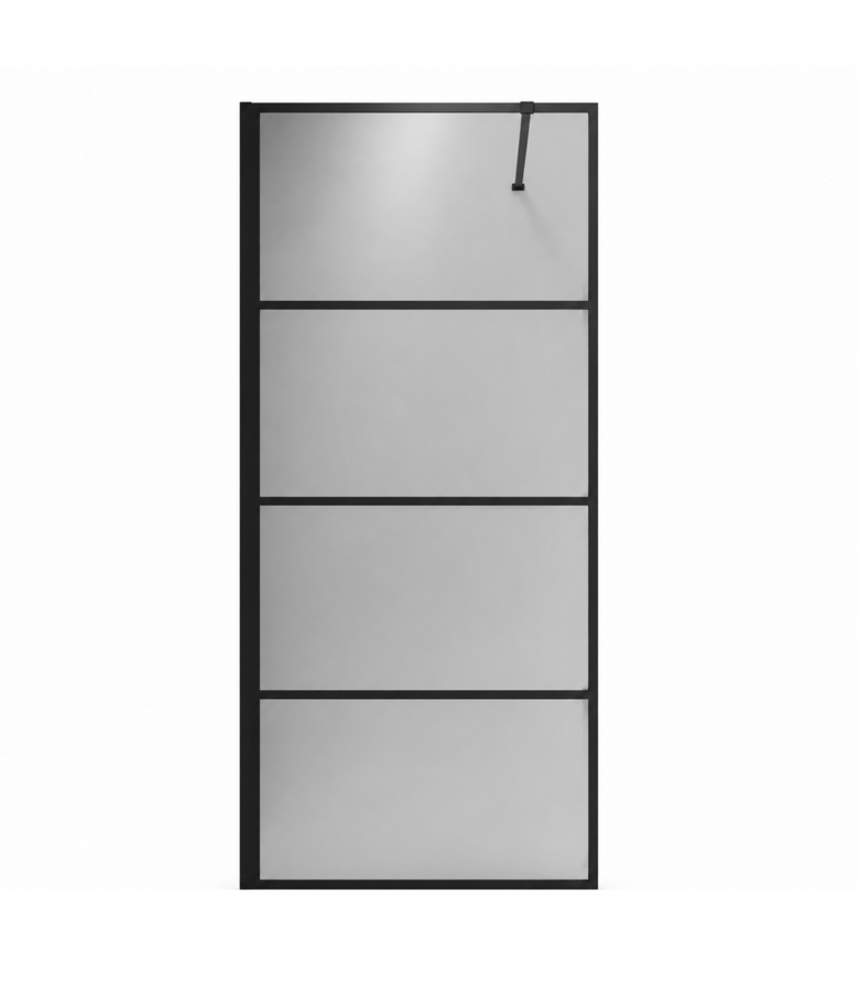 Douchewand Essos 50 x 200 cm - zwart - rookglas - inloopdouche 8mm