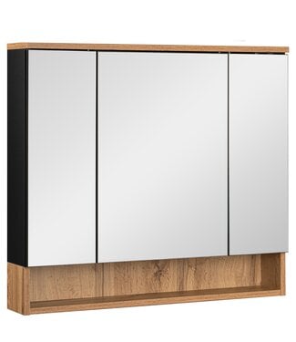 Spiegelkast Fara 80 x 70 x 14 cm - zwart met eiken