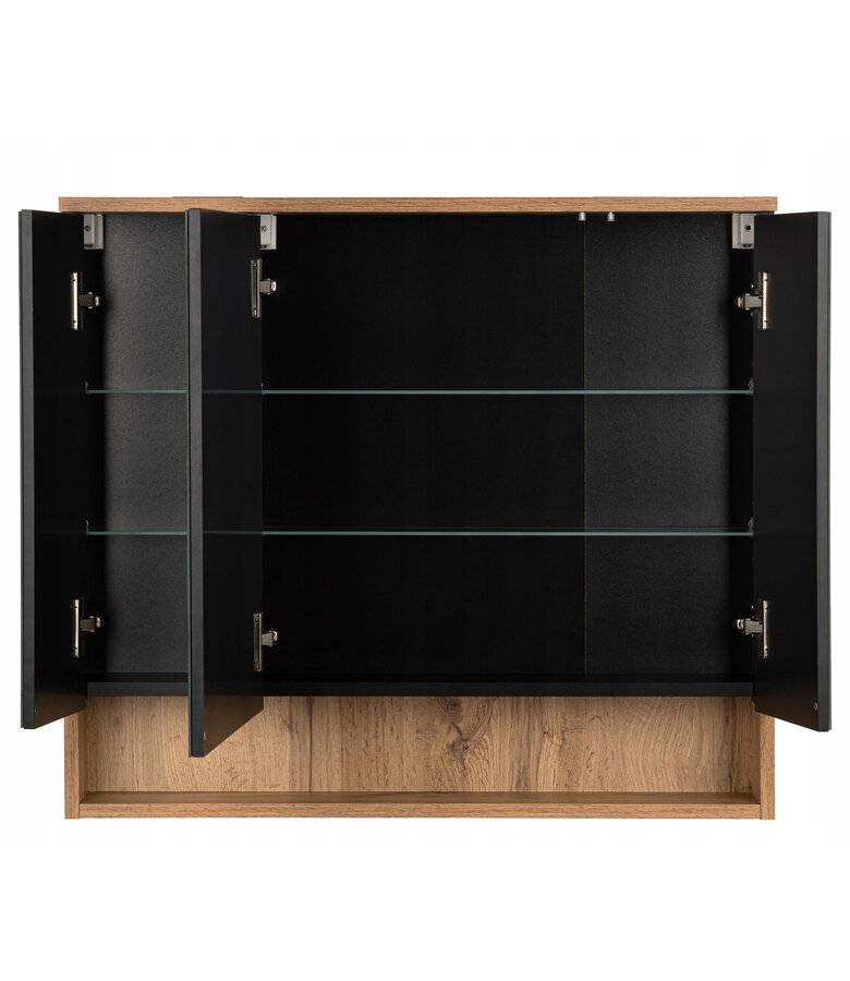 Spiegelkast Fara 80 x 70 x 14 cm - zwart met eiken