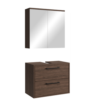 Wastafelkast Florence 60cm met spiegelkast - walnoot bruin