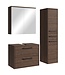 Wastafelkast Florence 60cm complete set met spiegelkast en kolomkast - walnoot bruin