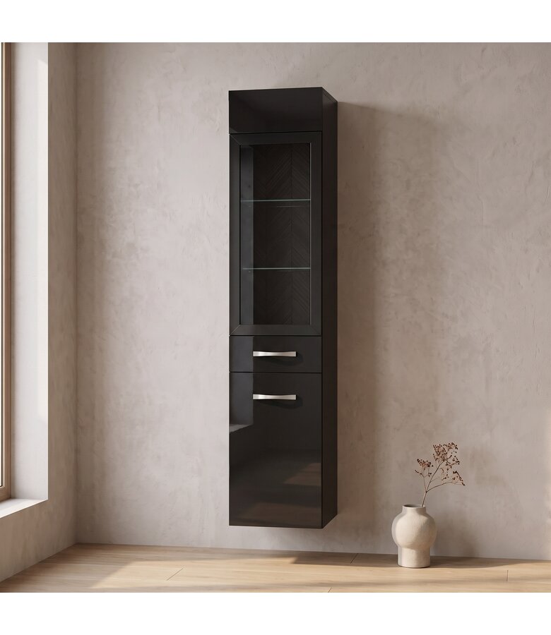 Badkamerkast Rio 30 x 30 x 131 cm - hoogglans zwart