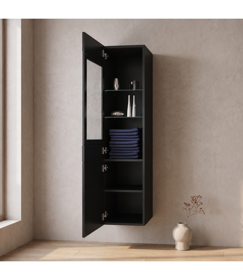 Badkamerkast Rio 30 x 30 x 131 cm - hoogglans zwart