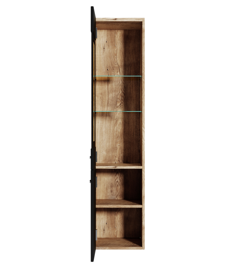 Badkamerkast Rio 30 x 30 x 131 cm - kastanje eiken met zwart