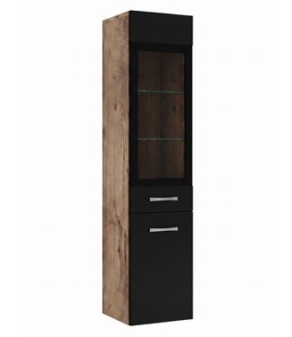 Badkamerkast Rio 30 x 30 x 131 cm - kastanje eiken met zwart