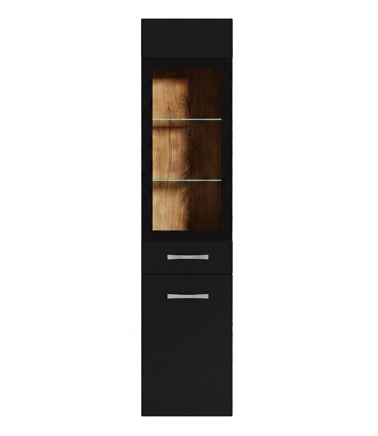 Badkamerkast Rio 30 x 30 x 131 cm - kastanje eiken met zwart