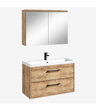 Badkamermeubel Florence 01 80cm met spiegelkast - kastanje eiken