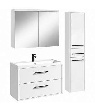Badkamermeubel Florence 80cm complete set met spiegelkast - hoogglans wit